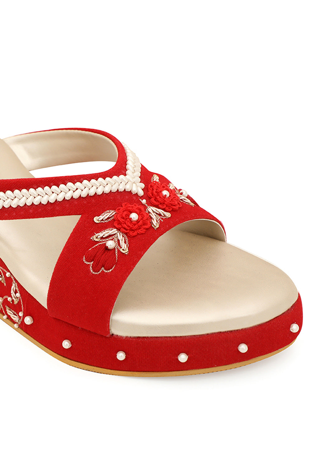 NR By Nidhi Rathi Embellished Open Toe Wedge