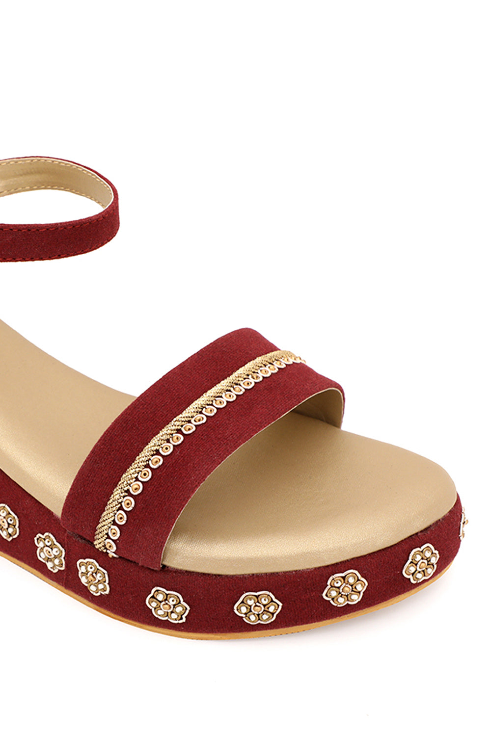 NR By Nidhi Rathi Embellished Suede Wedge Heels