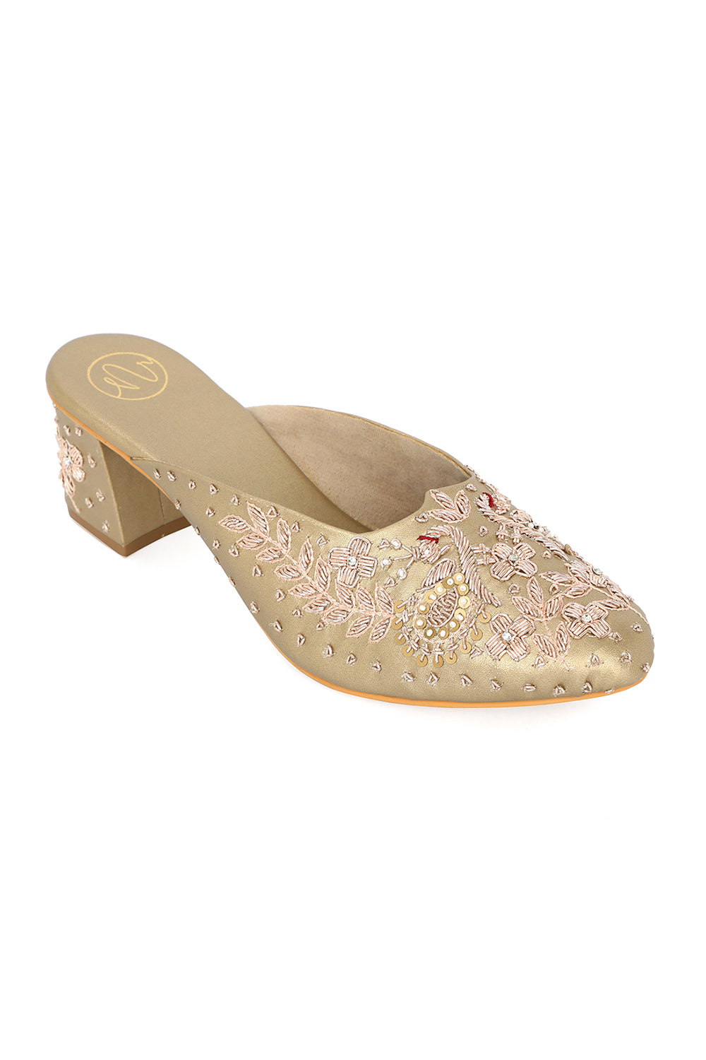 NR By Nidhi Rathi Pointed Toe Ethnic Embellished Block Mules