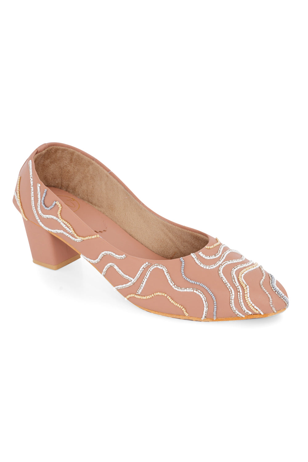 NR By Nidhi Rathi Nude Embellised Pumps