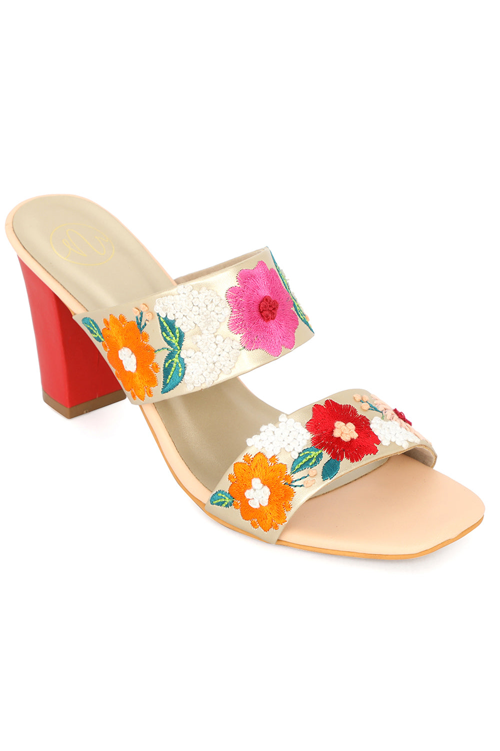 NR By Nidhi Rathi Ethnic Floral Embellished Block Heels