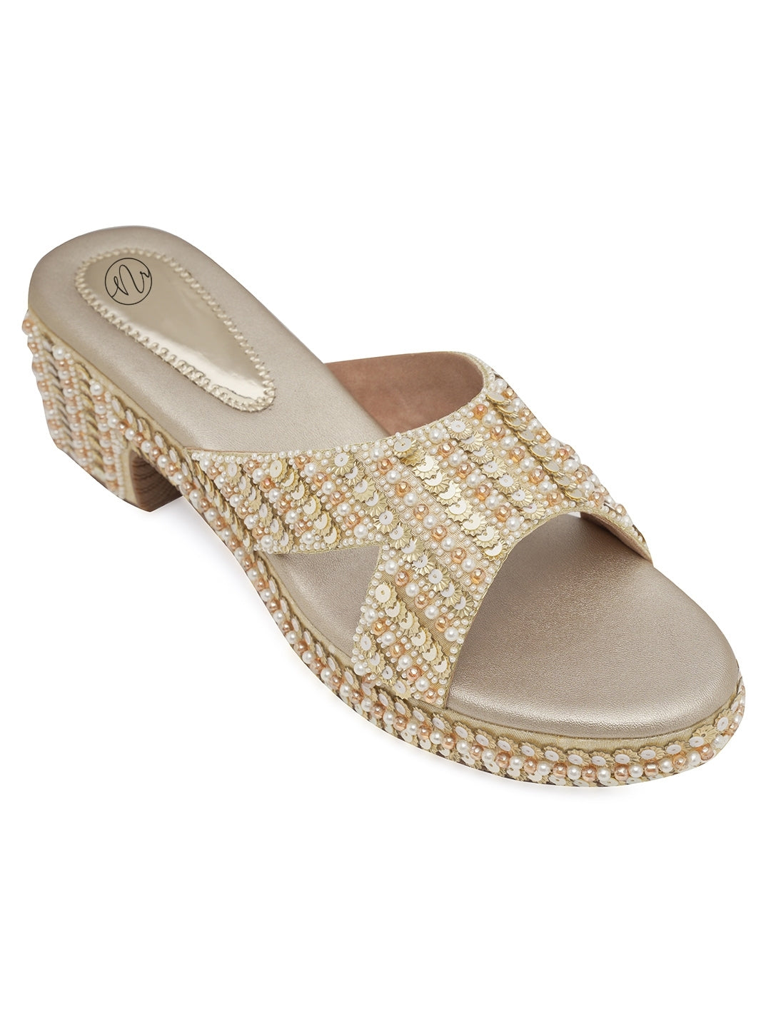 NR Golden Embellised Wedge Heels