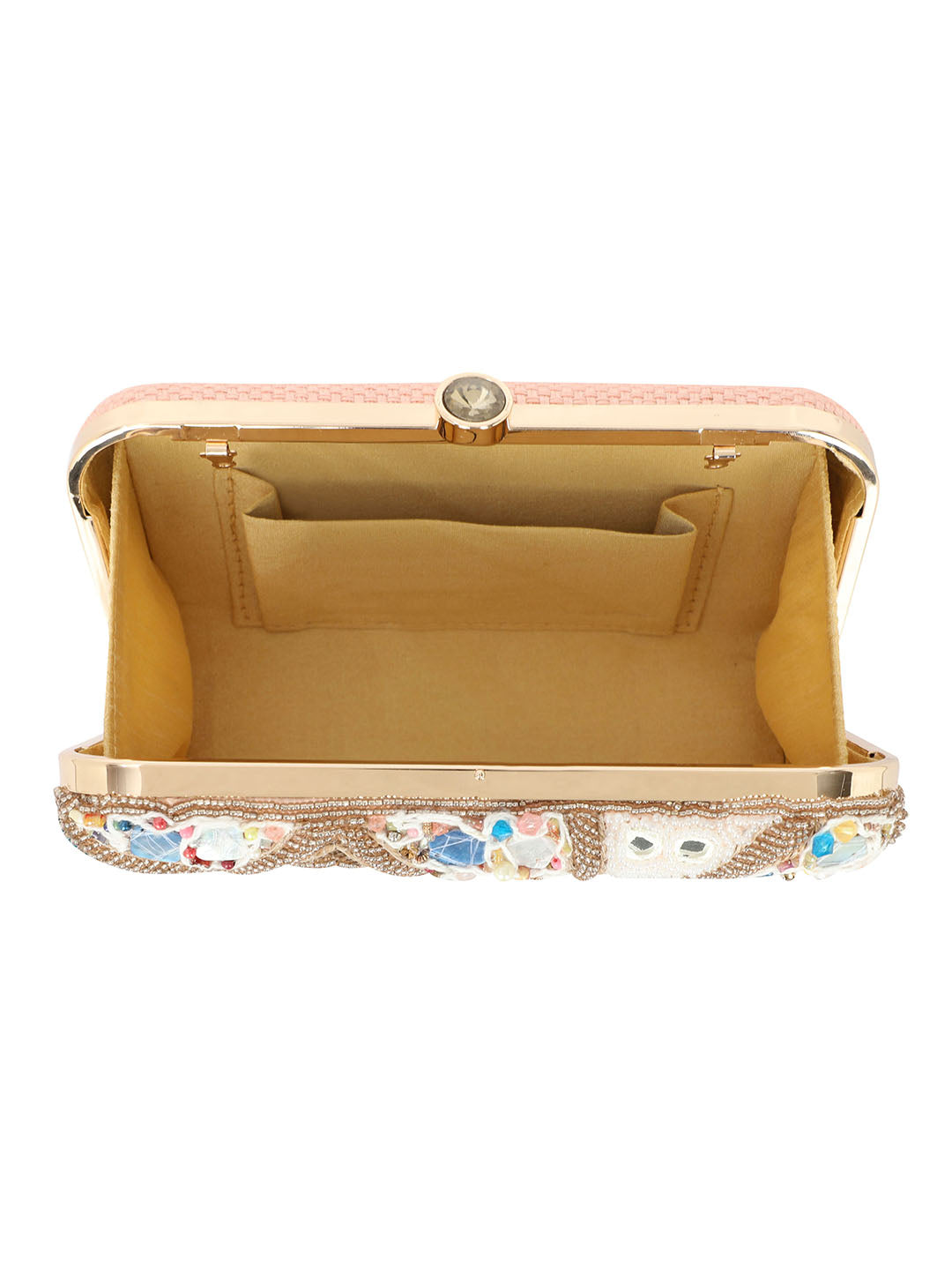 Women Embroidered Fabric Box Clutch