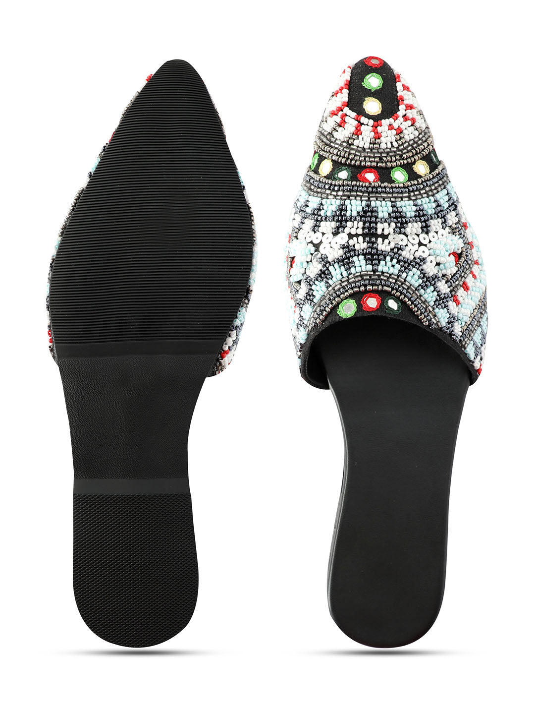 NR By Nidhi Rathi Women Ethnic Embellished Pointed Toe Fabric Mules