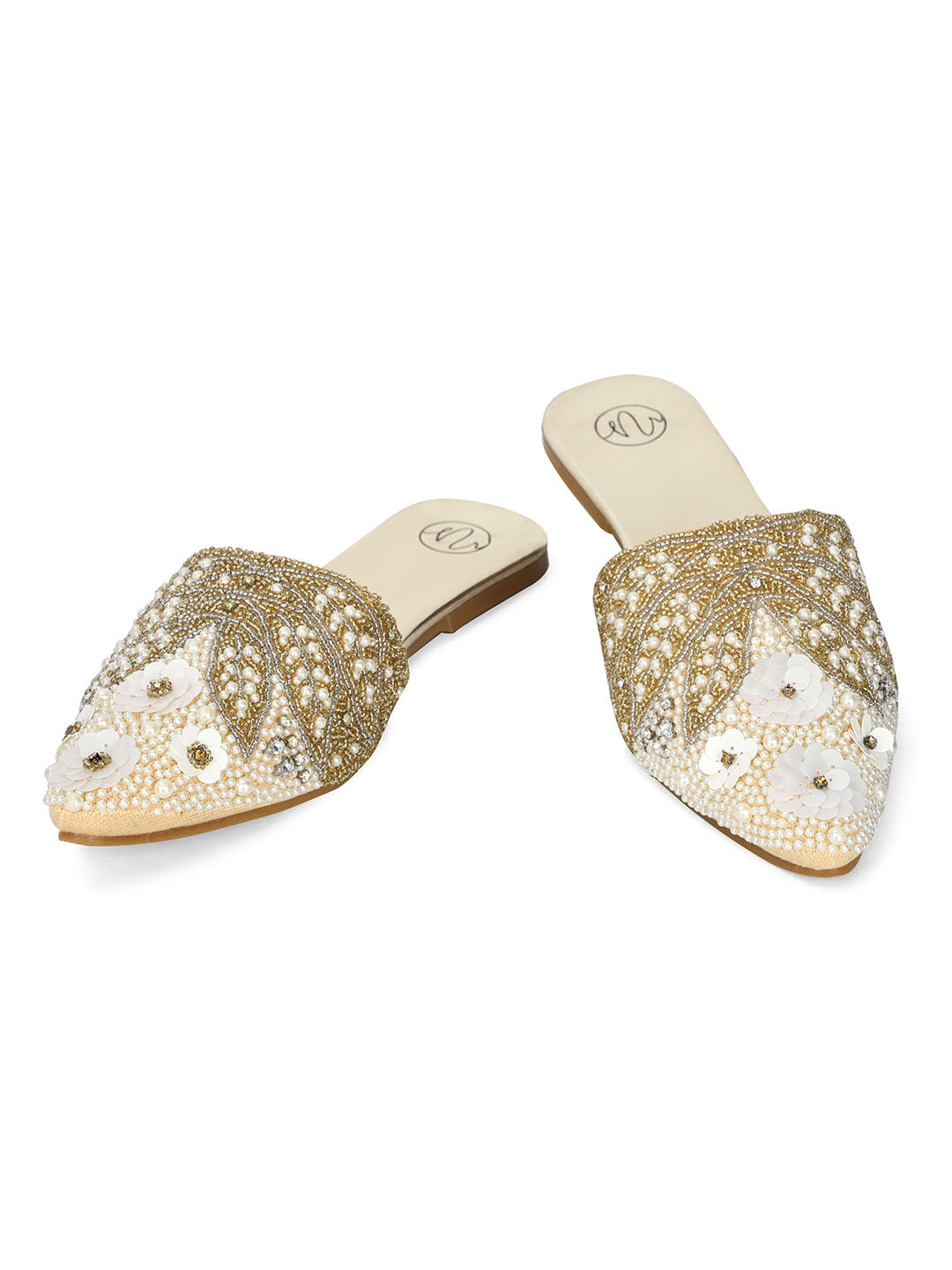 NR By Nidhi Rathi Women Ethnic Embellished Pointed Toe Fabric Mules