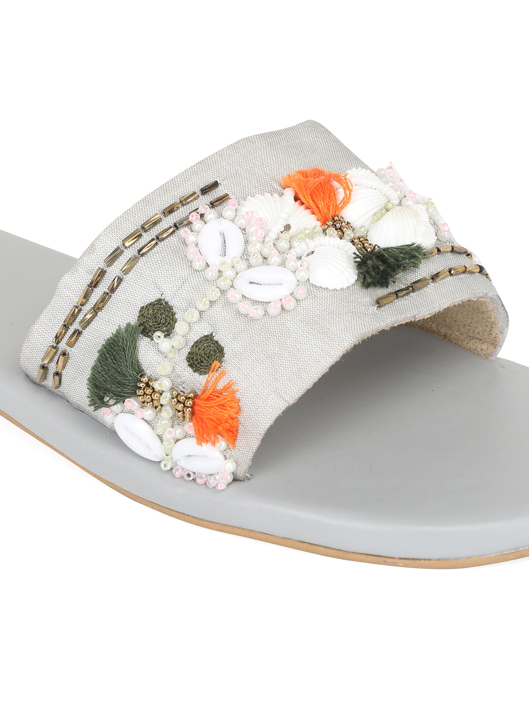 NR By Nidhi Rathi Embellished Open Toe Flats With Bows