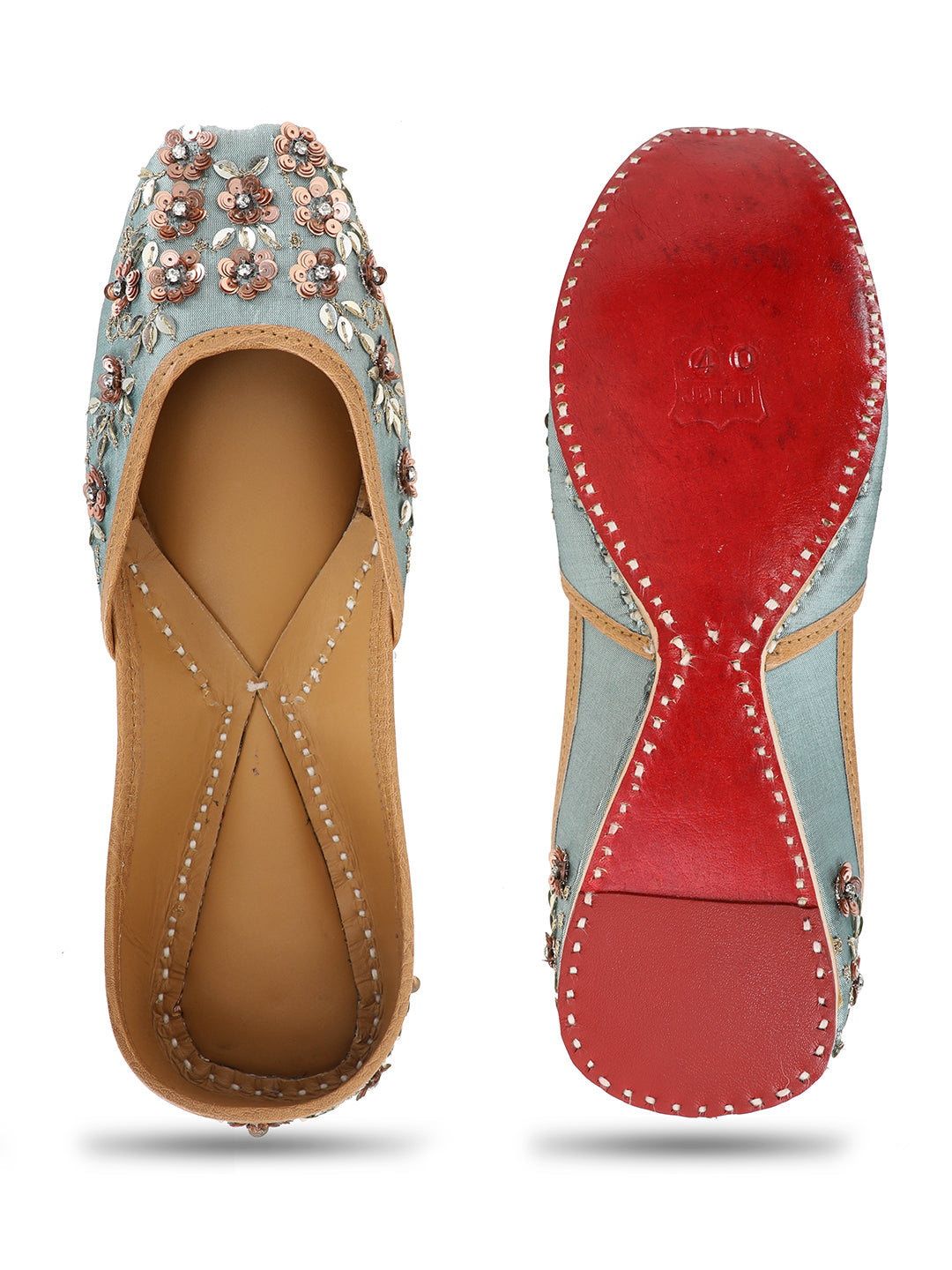 NR By Nidhi Rathi Embellished Leather Mojaris