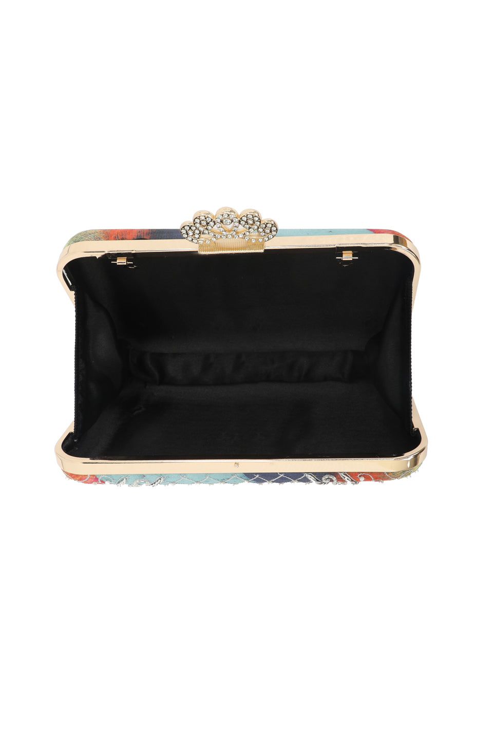 NR By Nidhi Rathi Zari Embroidered Beaded Box Clutch