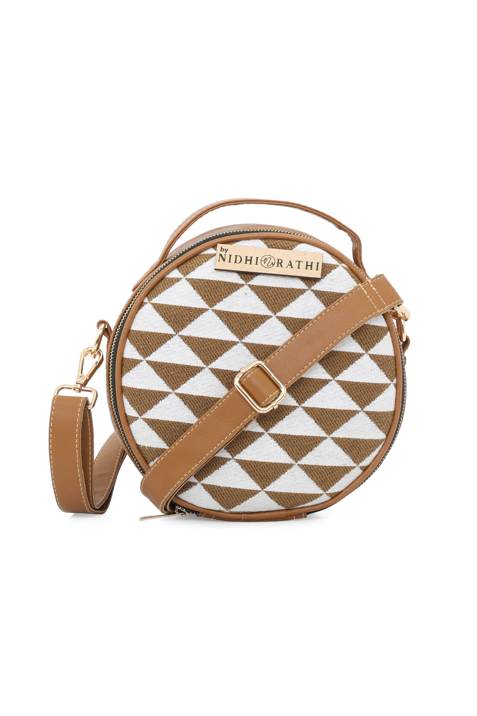 Women Jacquard Weave Mini Round Handbag