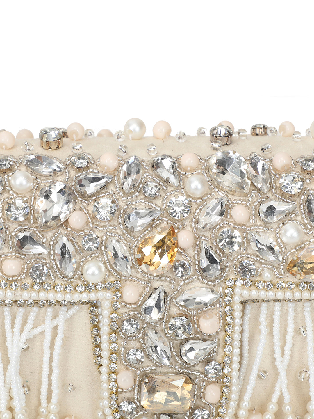 NR By Nidhi Rathi Embellished Tasselled Foldover Clutch