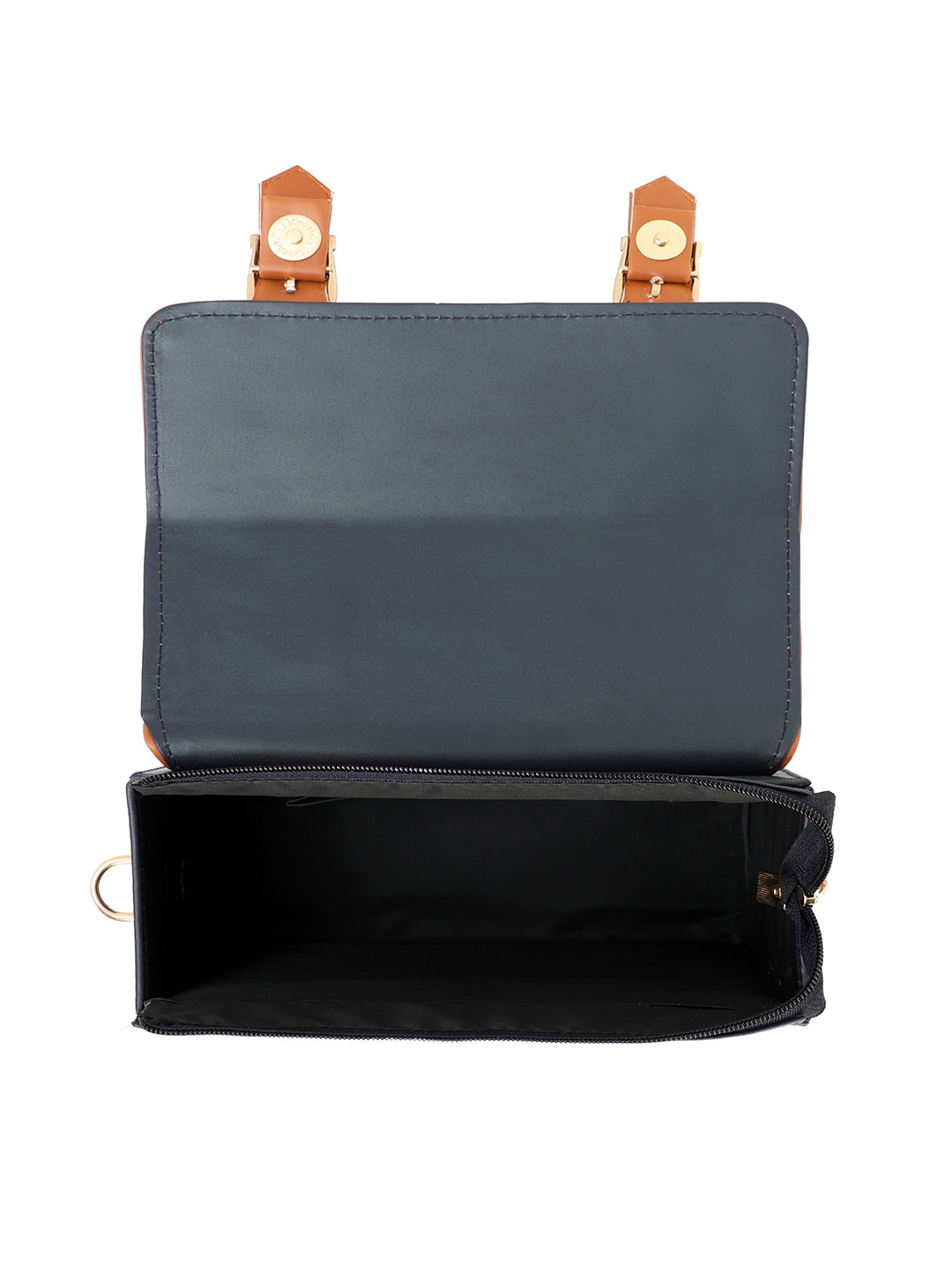 Navy Blue Solid Casual Handheld Bag