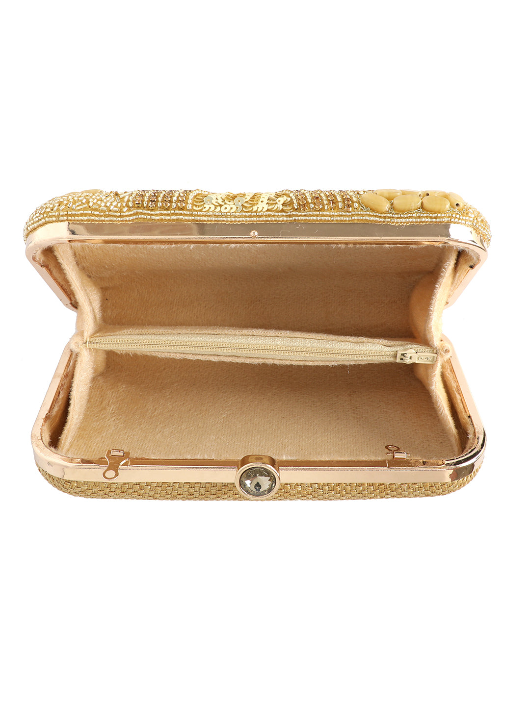 Gold Embroidered Casual Box Clutches