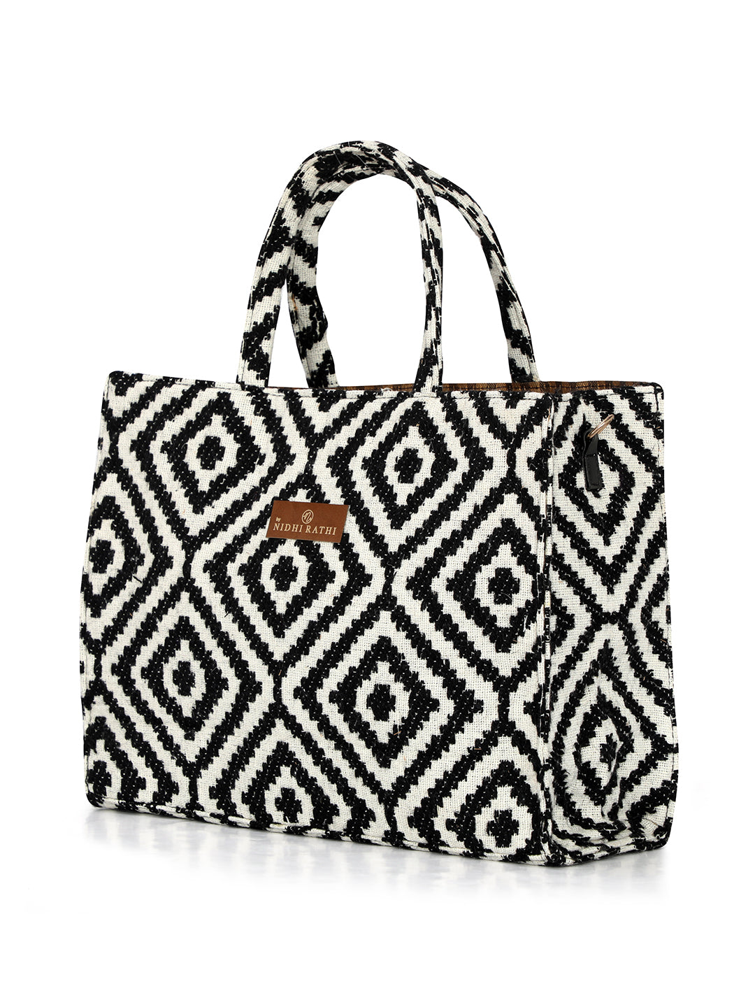 NR By Nidhi Rathi Black Striped Shopper Tote Bag With Tasselled