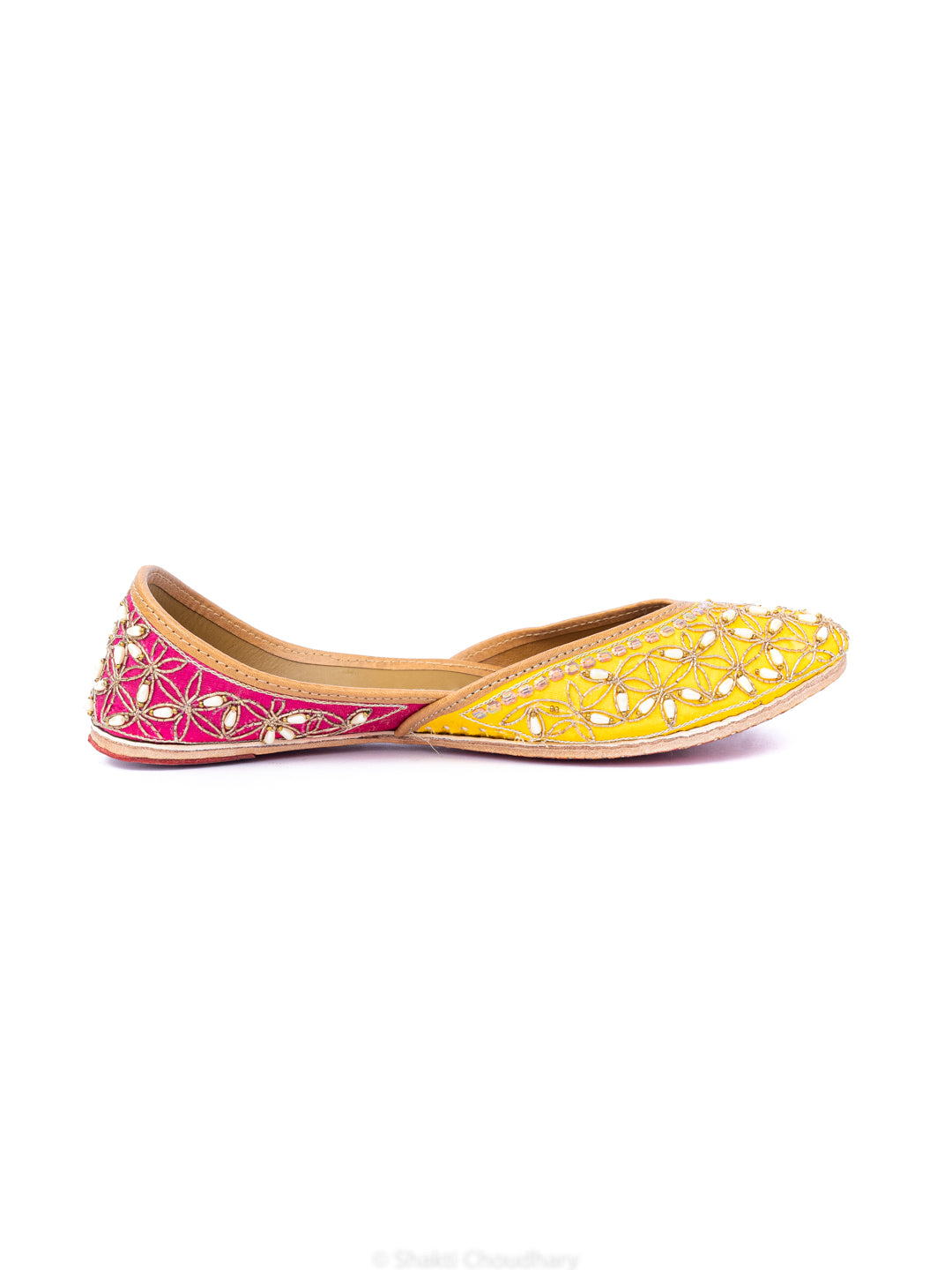 NR By Nidhi Rathi Women Yellow Embellished Mojaris Flats