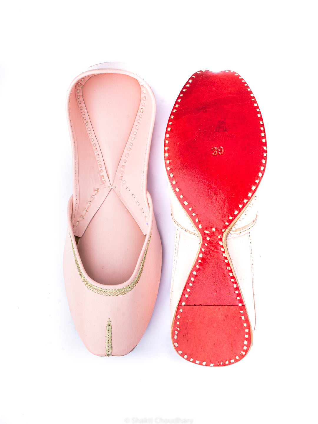 NR By Nidhi Rathi Women Pink Embellished Mojaris Flats