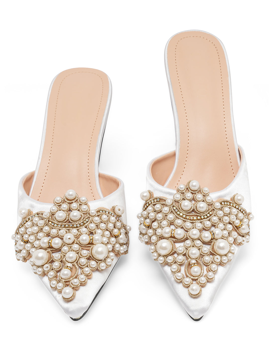 NR Pearl Embellised Pointed Heels