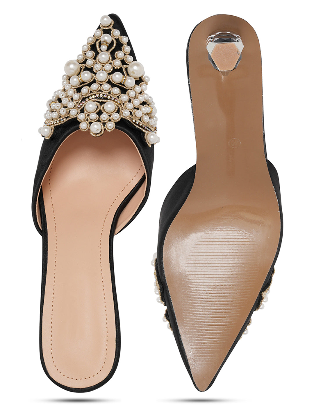 NR Pearl Embellised Pointed Heels