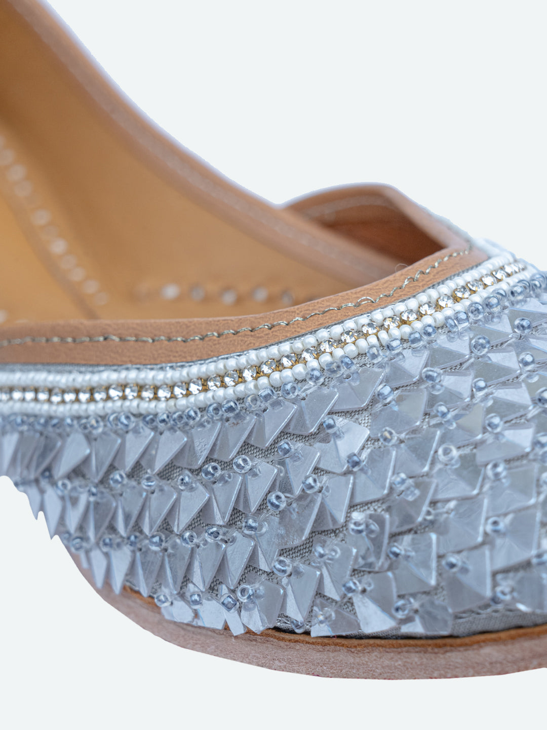 NR By Nidhi Rathi Women Silver-Toned Mojaris Flats