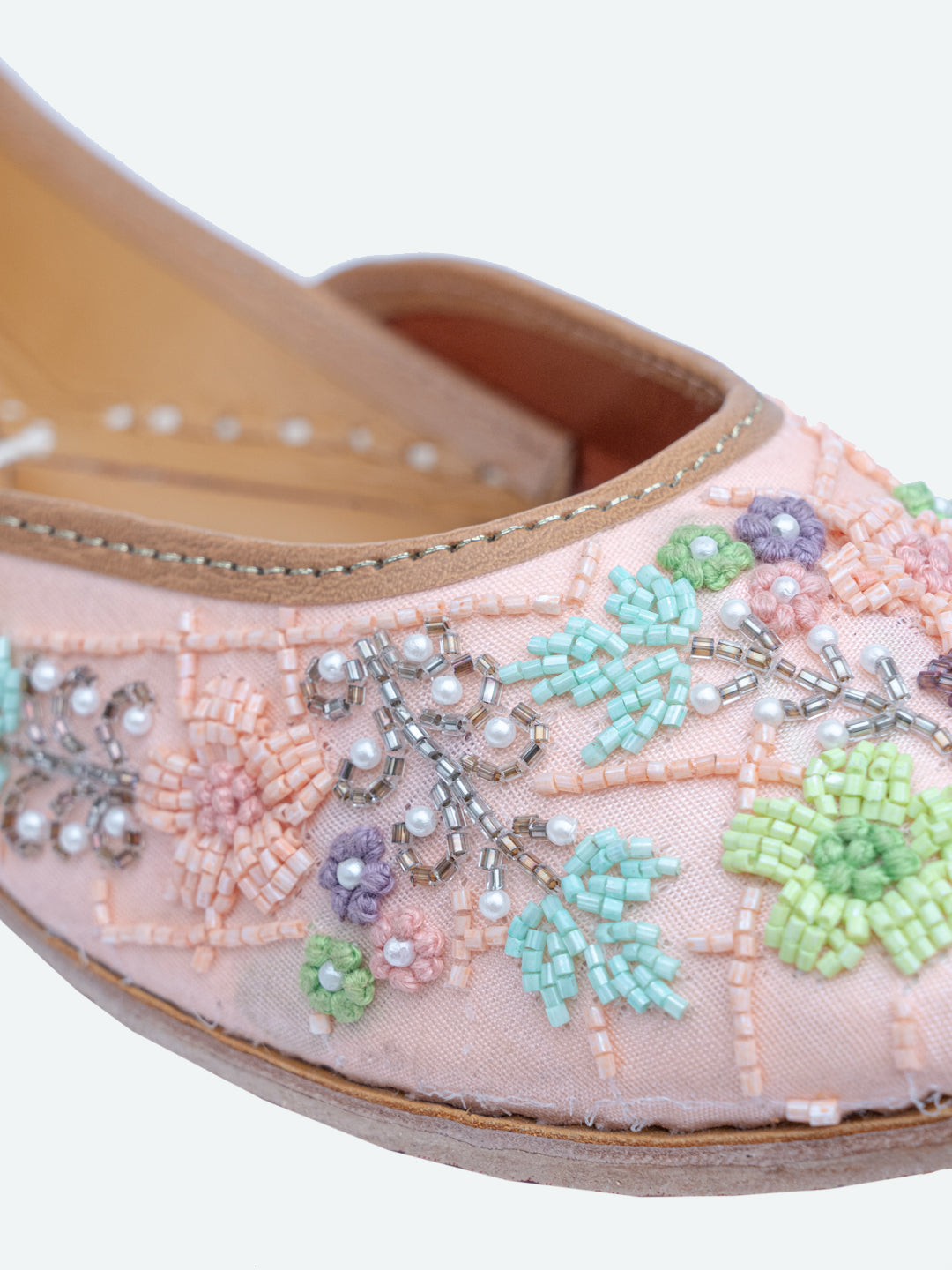 NR By Nidhi Rathi Women Peach-Coloured Mojaris Flats