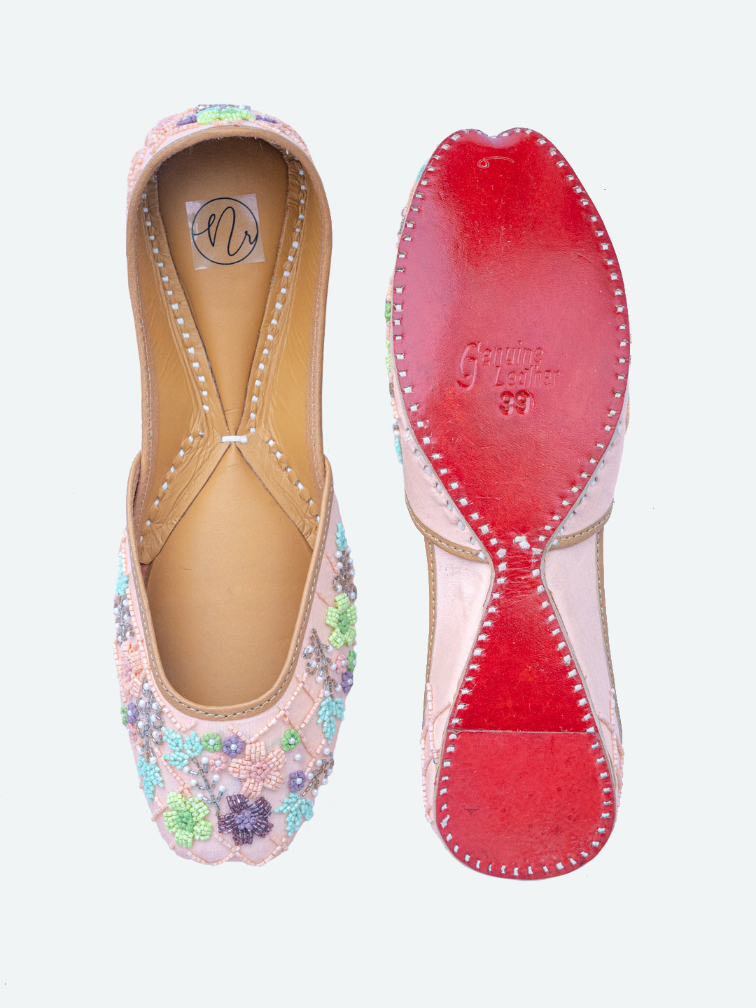 NR By Nidhi Rathi Women Peach-Coloured Mojaris Flats