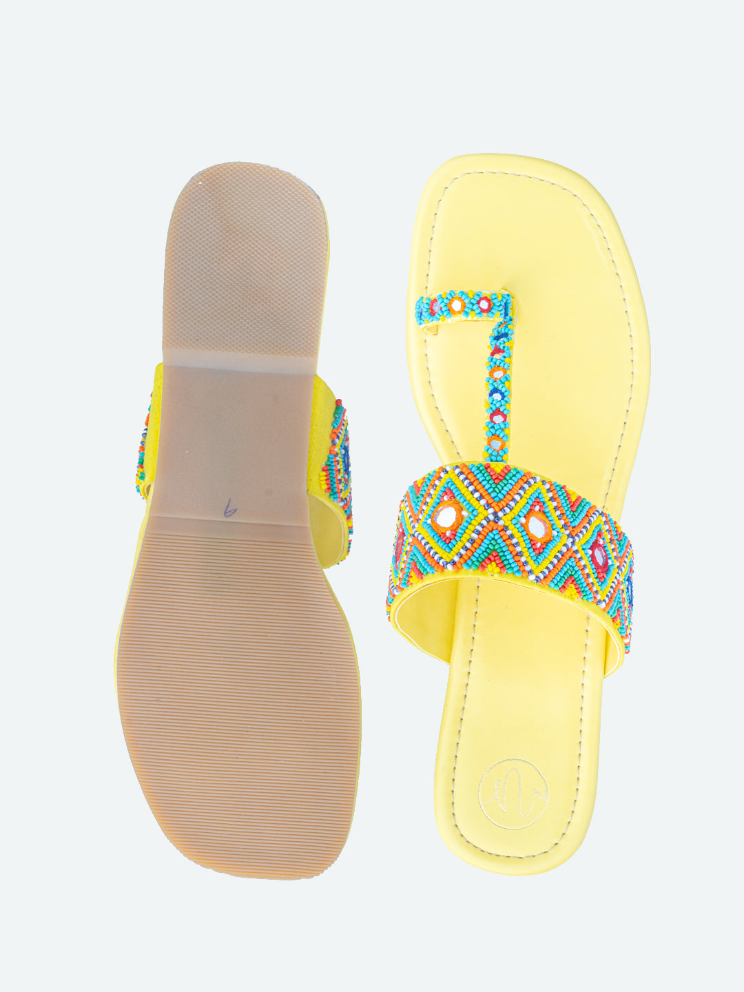 NR By Nidhi Rathib Women Yellow Embellished Ethnic One-Toe Flats