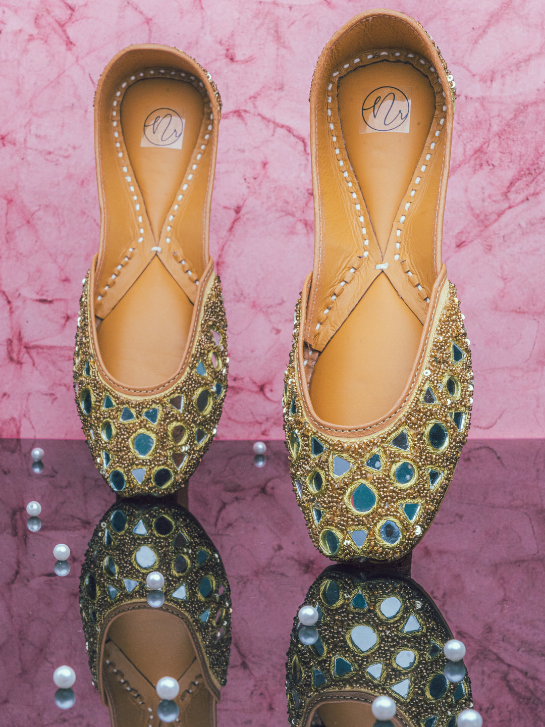 NR By Nidhi Rathi Women Gold-Toned Ballerinas Flats