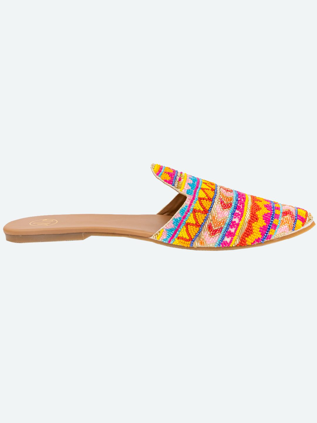 NR By Nidhi Rathi Women Yellow Pink Embellished Ethnic Mules