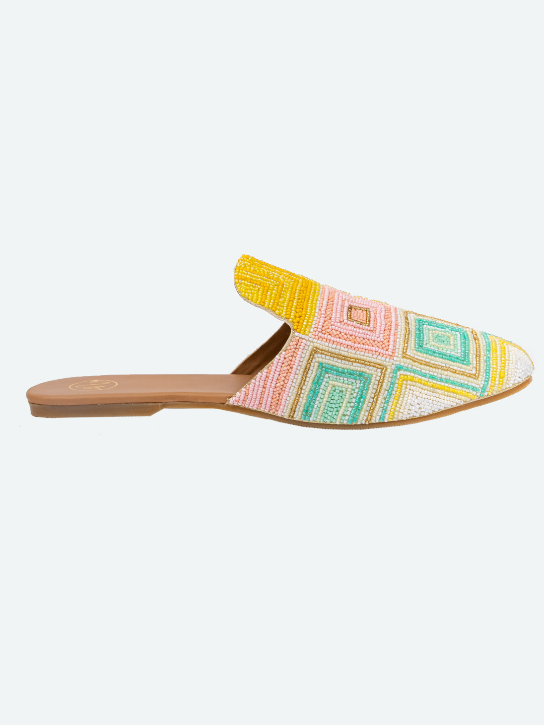 NR By Nidhi Rathi Women Multicoloured Beaded Hand Embroidered Mules