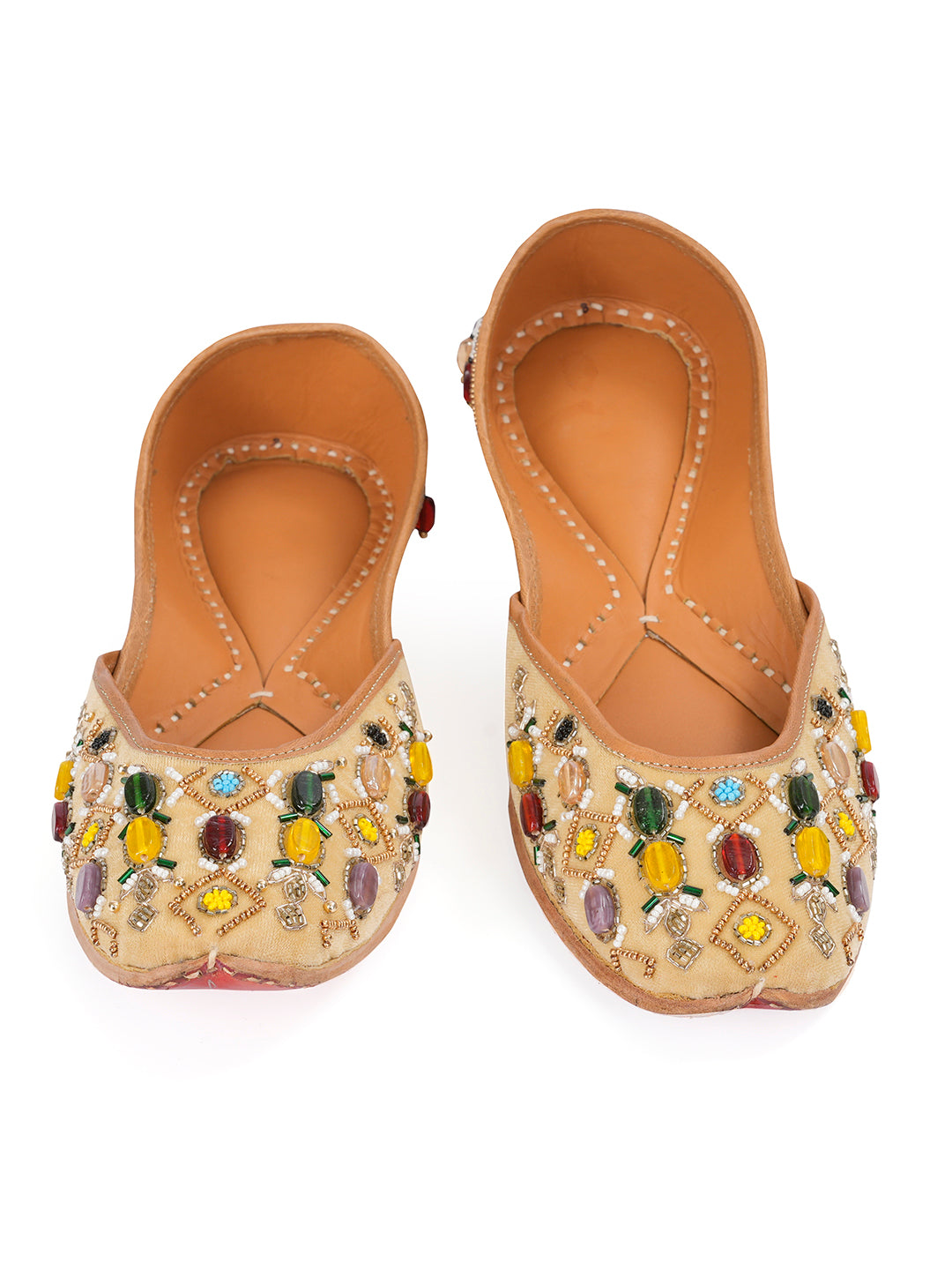 NR By Nidhi Rathi Women Navratna Embellised Leather Ethnic Mojaris Flats