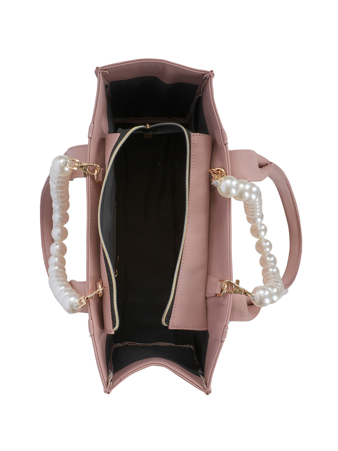 Heavy Pearl Handle Peach Handbag