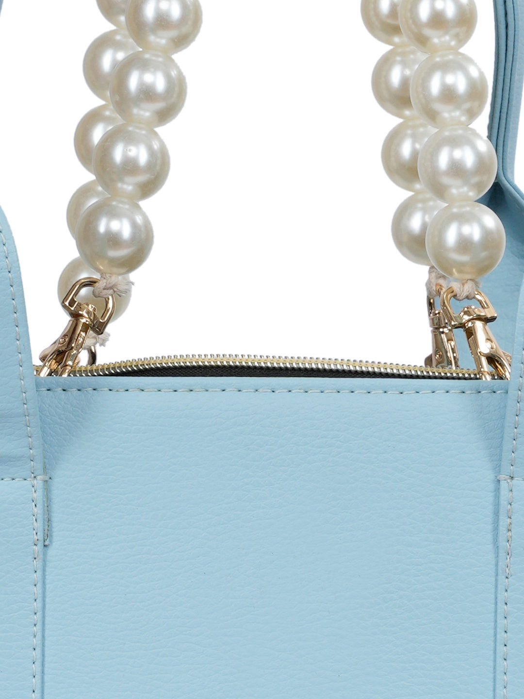 Heavy Pearl Handle Powder Blue Handbag