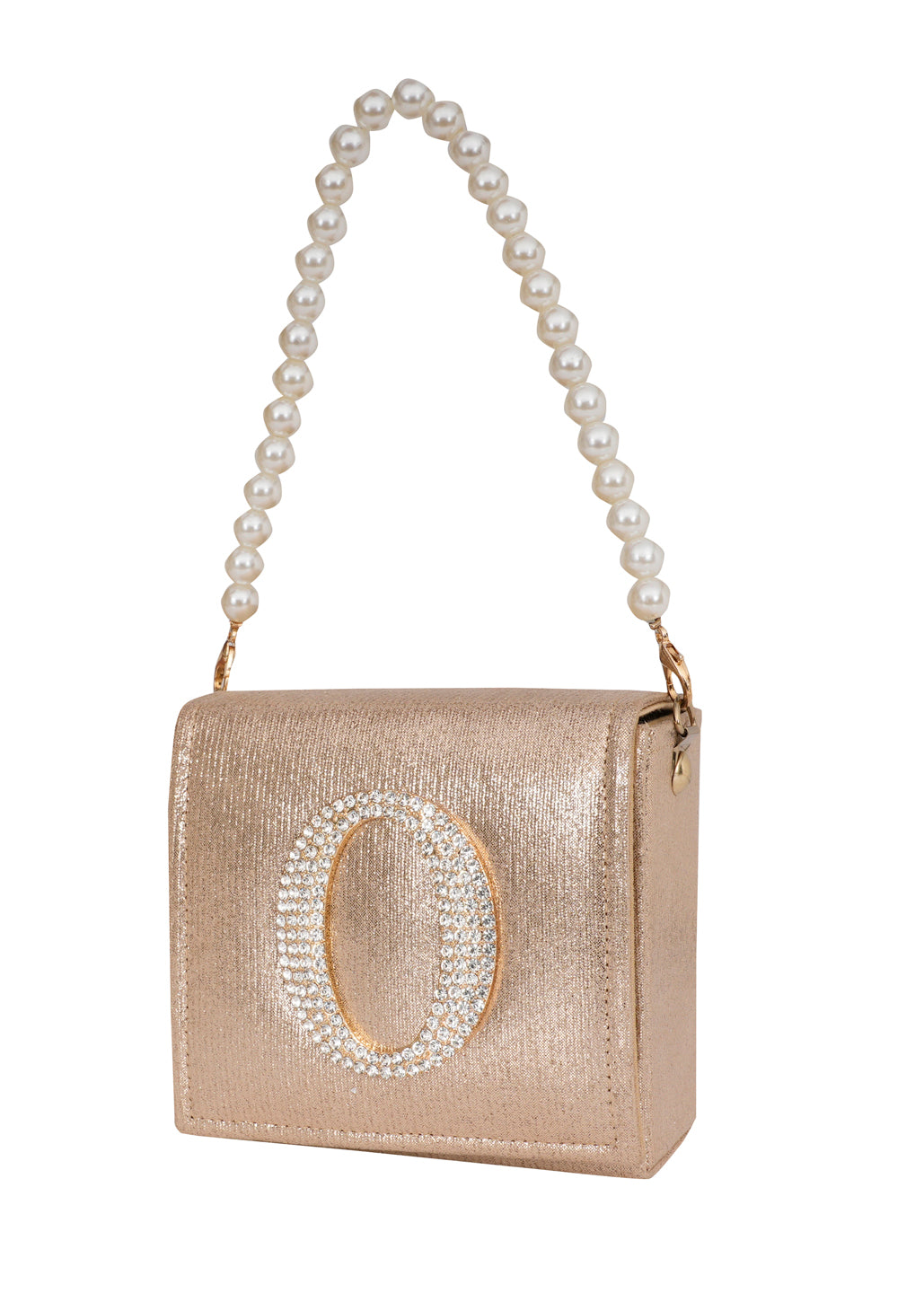 Golden O Alphabhet Intial Embellised Flap Bag