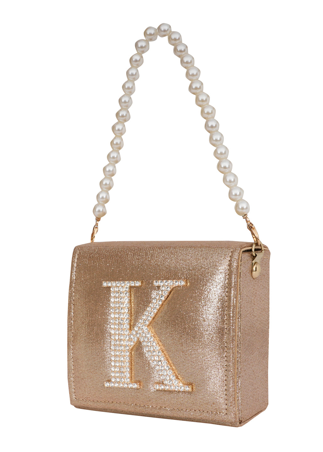 Golden K Alphabhet Intial Embellised Flap Bag