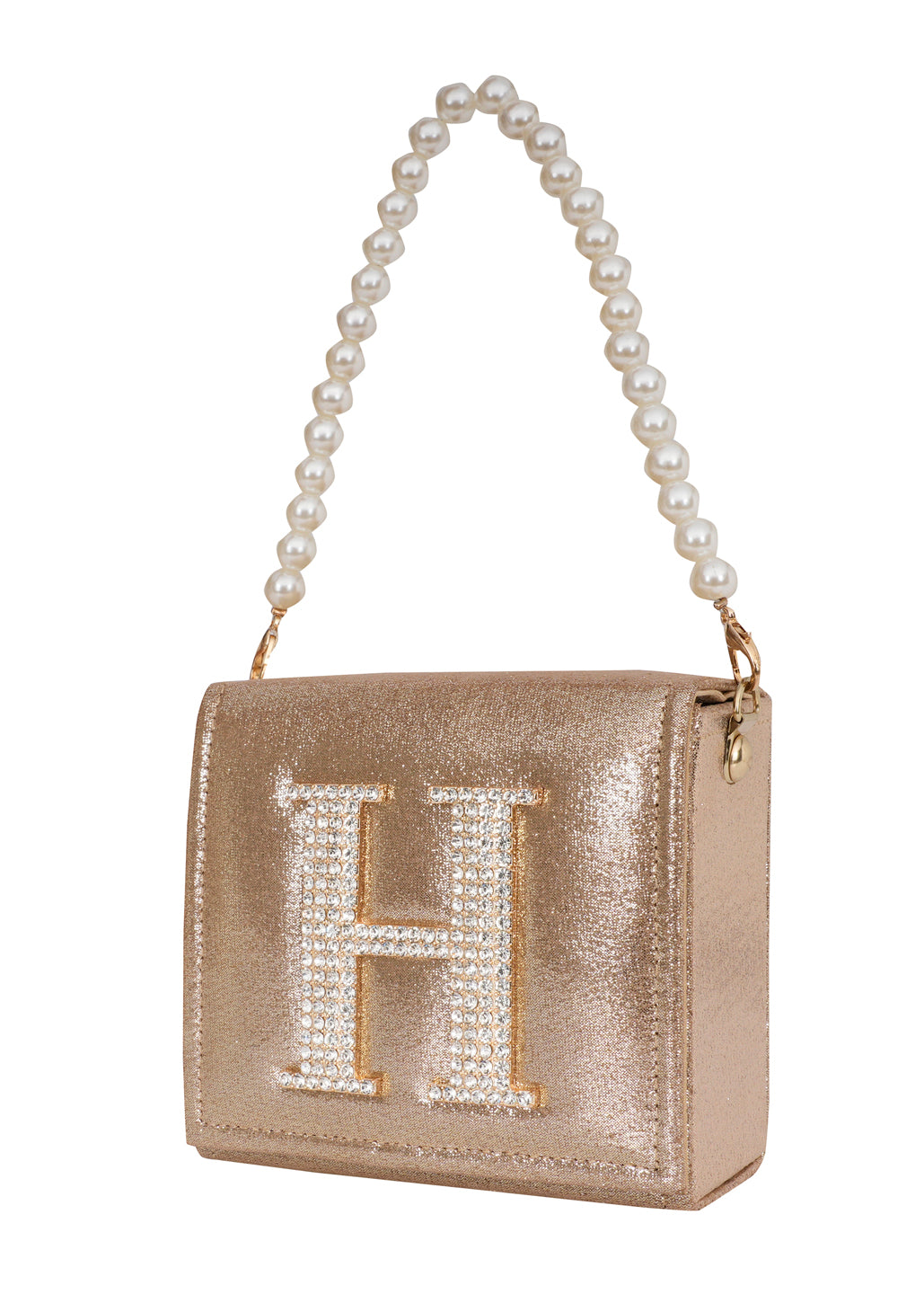 Golden H Alphabhet Intial Embellised Flap Bag