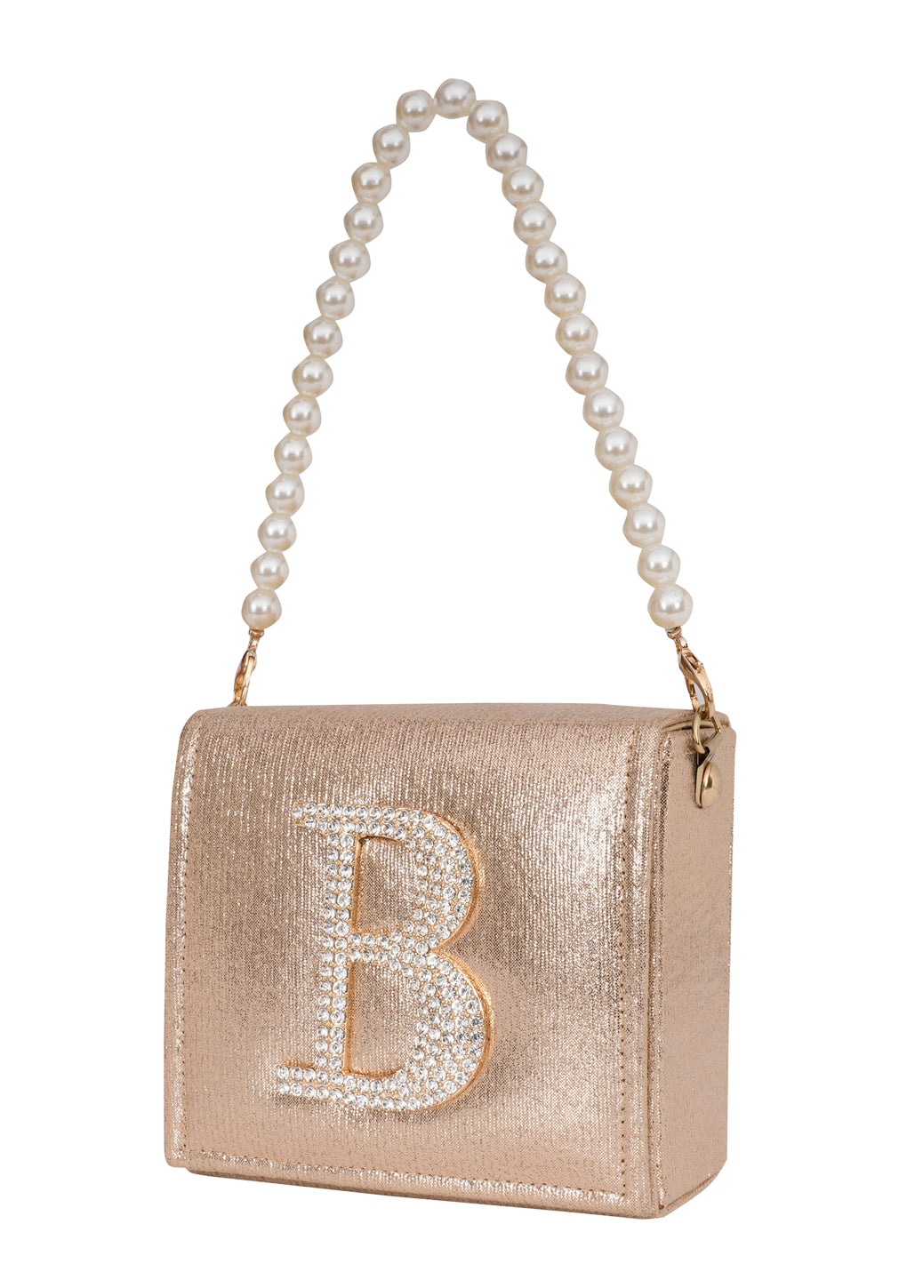 Golden B Alphabhet Intial Embellised Flap Bag