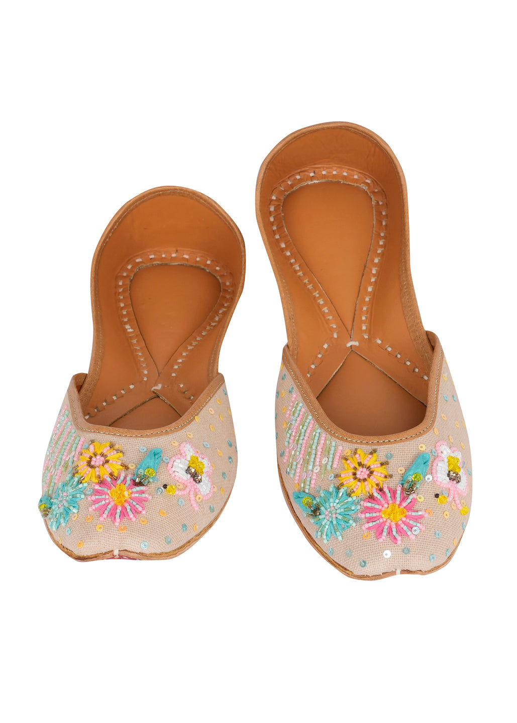 NR By Nidhi Rathi Women Jute Embellised Leather Ethnic Mojaris Flats