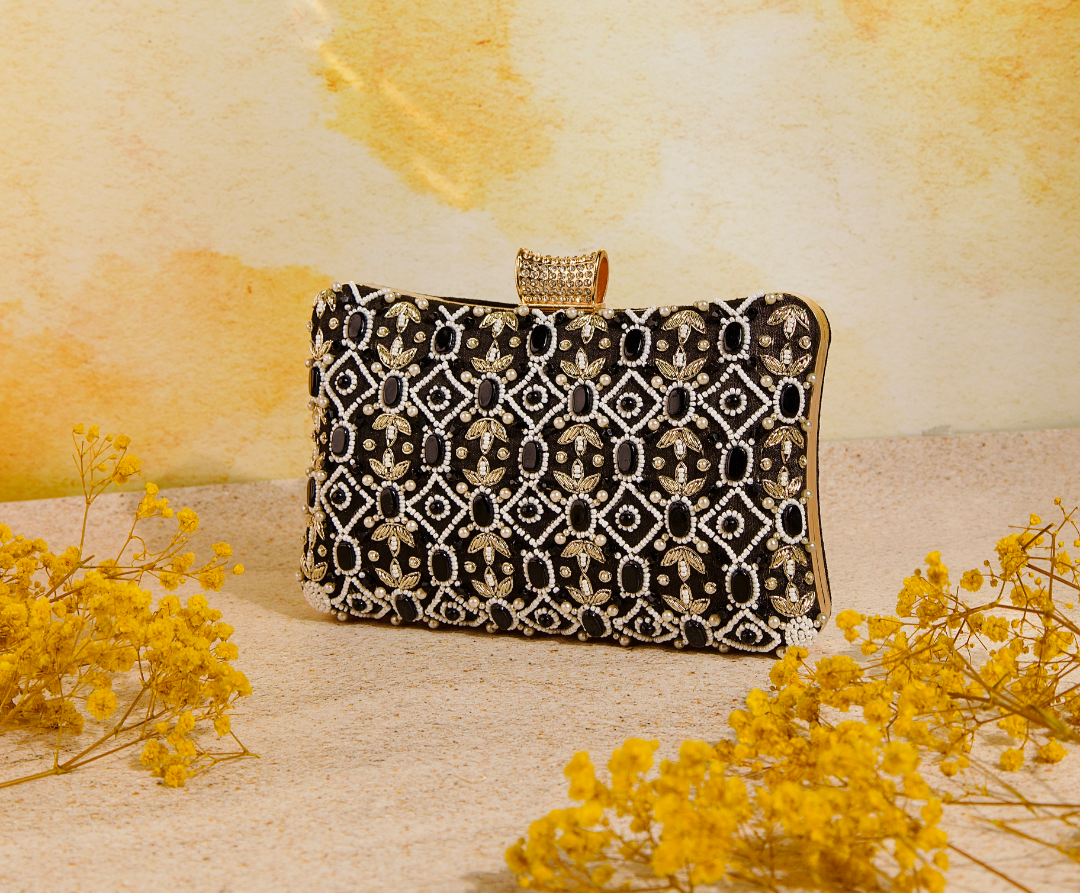 NR By Nidhi Rathi Stone Embellised Clutch Bag